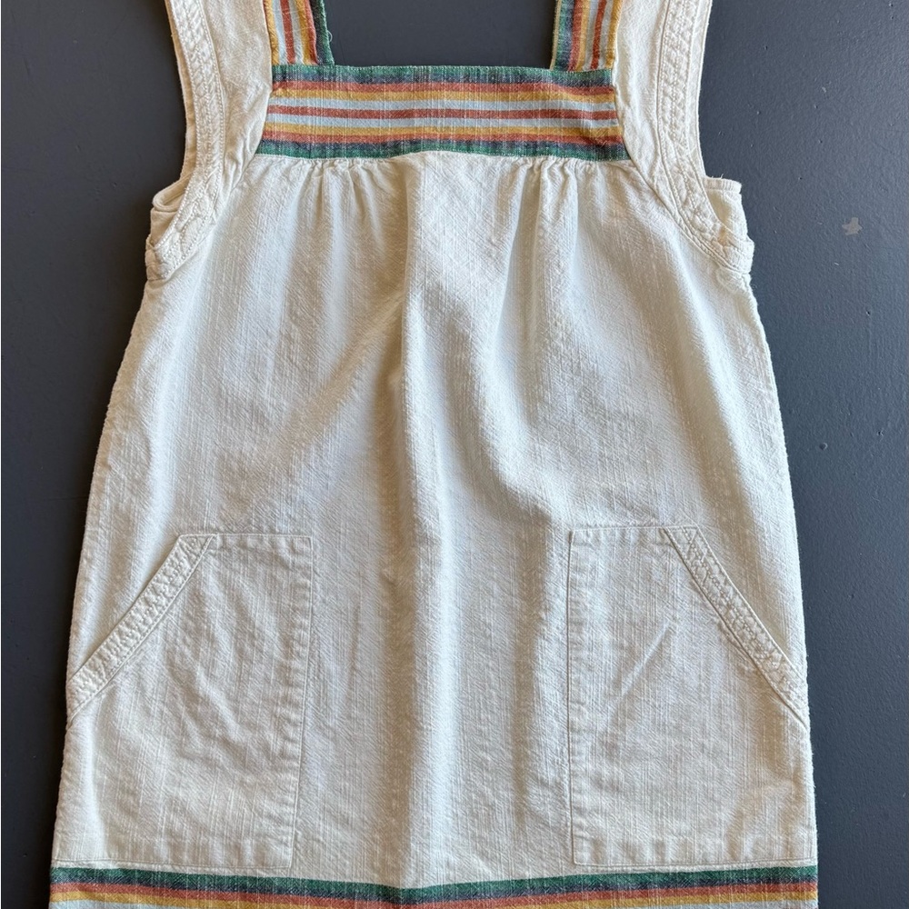Faherty Cream and Green Embroidered dress